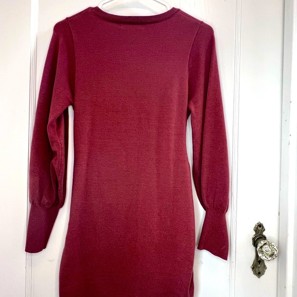 Deep dusty rose pink sweater mini dress. - Picture 3 of 3